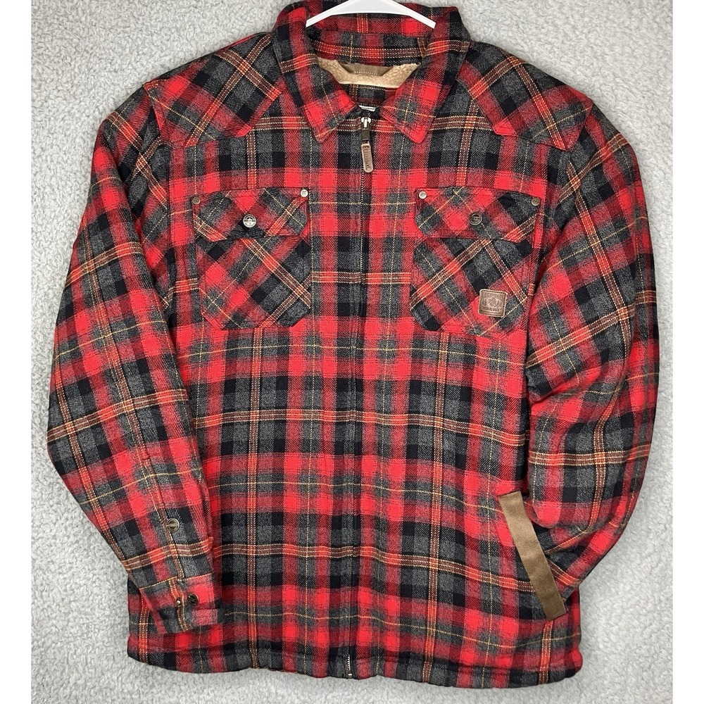 Legendary Hunting Outfitters Jacket‎  XL Coat Plaid Flannel Sherpa Lined Chore